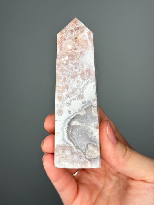 Pink Amethyst Tower with Flower Agate | Calming Crystal for Heart Energy and Display | Gentle Color & Natural Beauty for Your Space