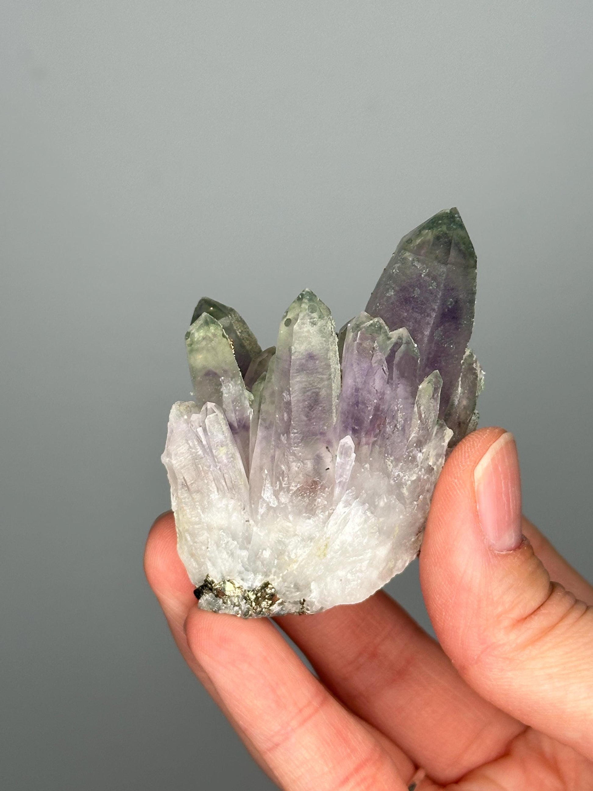 Phantom Amethyst with Chlorite | Bulgaria Crystal Cluster for Intuition, Clarity | Rare Collector Display Specimen