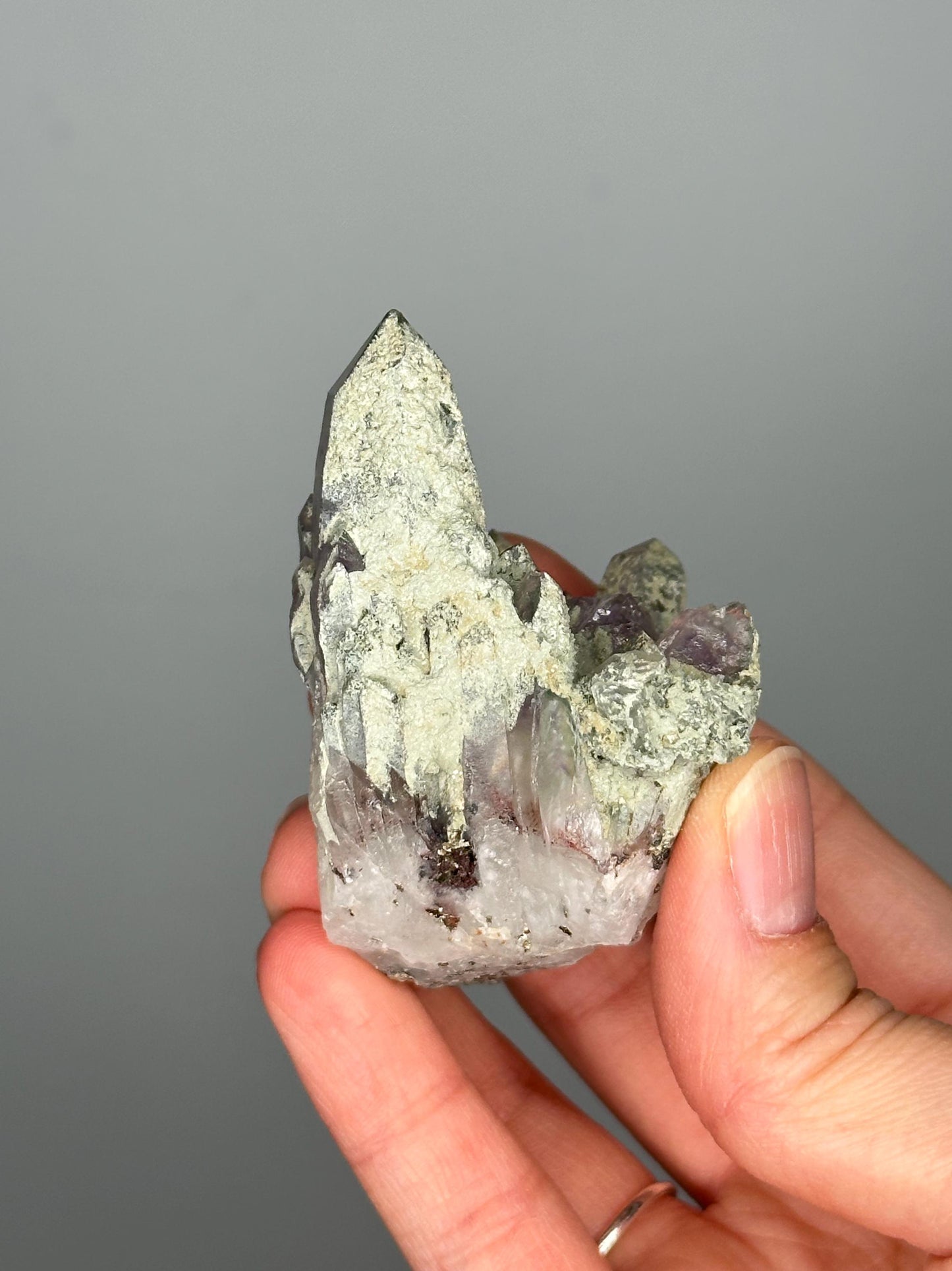 Phantom Amethyst with Chlorite | Bulgaria Crystal Cluster for Intuition, Clarity | Rare Collector Display Specimen