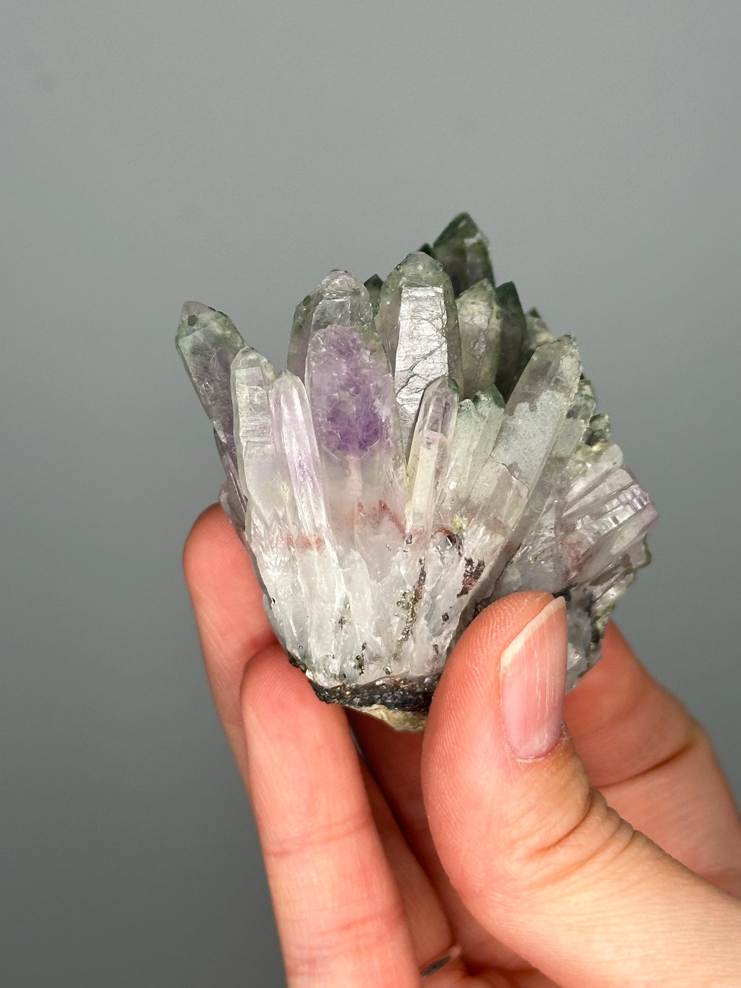 Phantom Amethyst with Chlorite | Bulgaria Crystal Cluster for Intuition, Clarity | Rare Collector Display Specimen