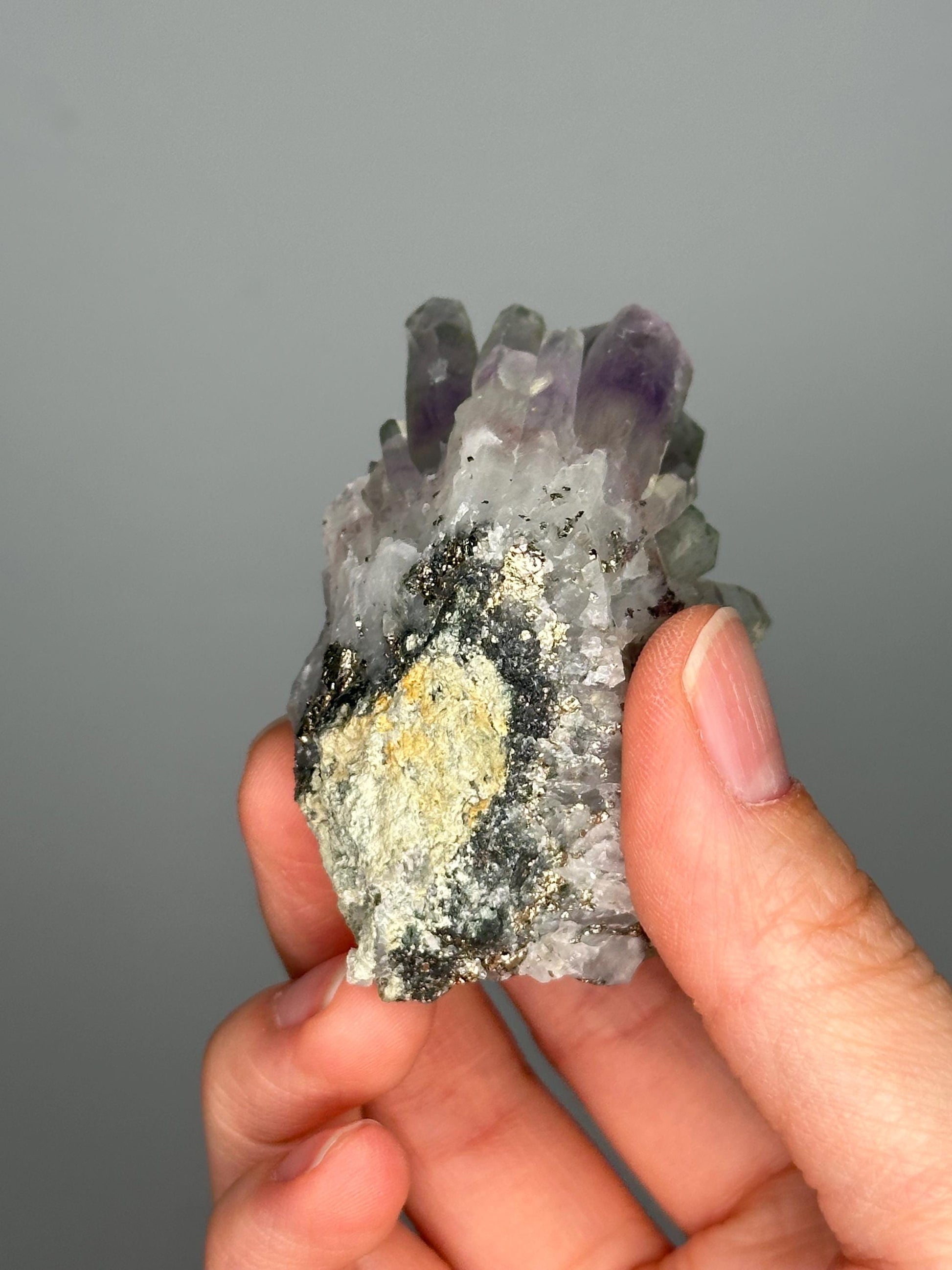 Phantom Amethyst with Chlorite | Bulgaria Crystal Cluster for Intuition, Clarity | Rare Collector Display Specimen