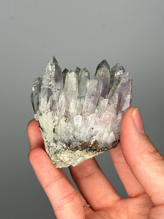 Phantom Amethyst with Chlorite | Bulgaria Crystal Cluster for Intuition, Clarity | Rare Collector Display Specimen