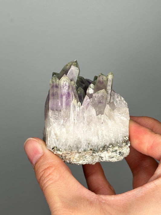 Phantom Amethyst with Chlorite | Bulgaria Crystal Cluster for Intuition, Clarity | Rare Collector Display Specimen