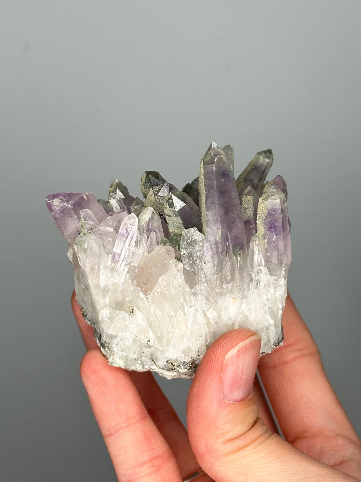 Phantom Amethyst with Chlorite | Bulgaria Crystal Cluster for Intuition, Clarity | Rare Collector Display Specimen