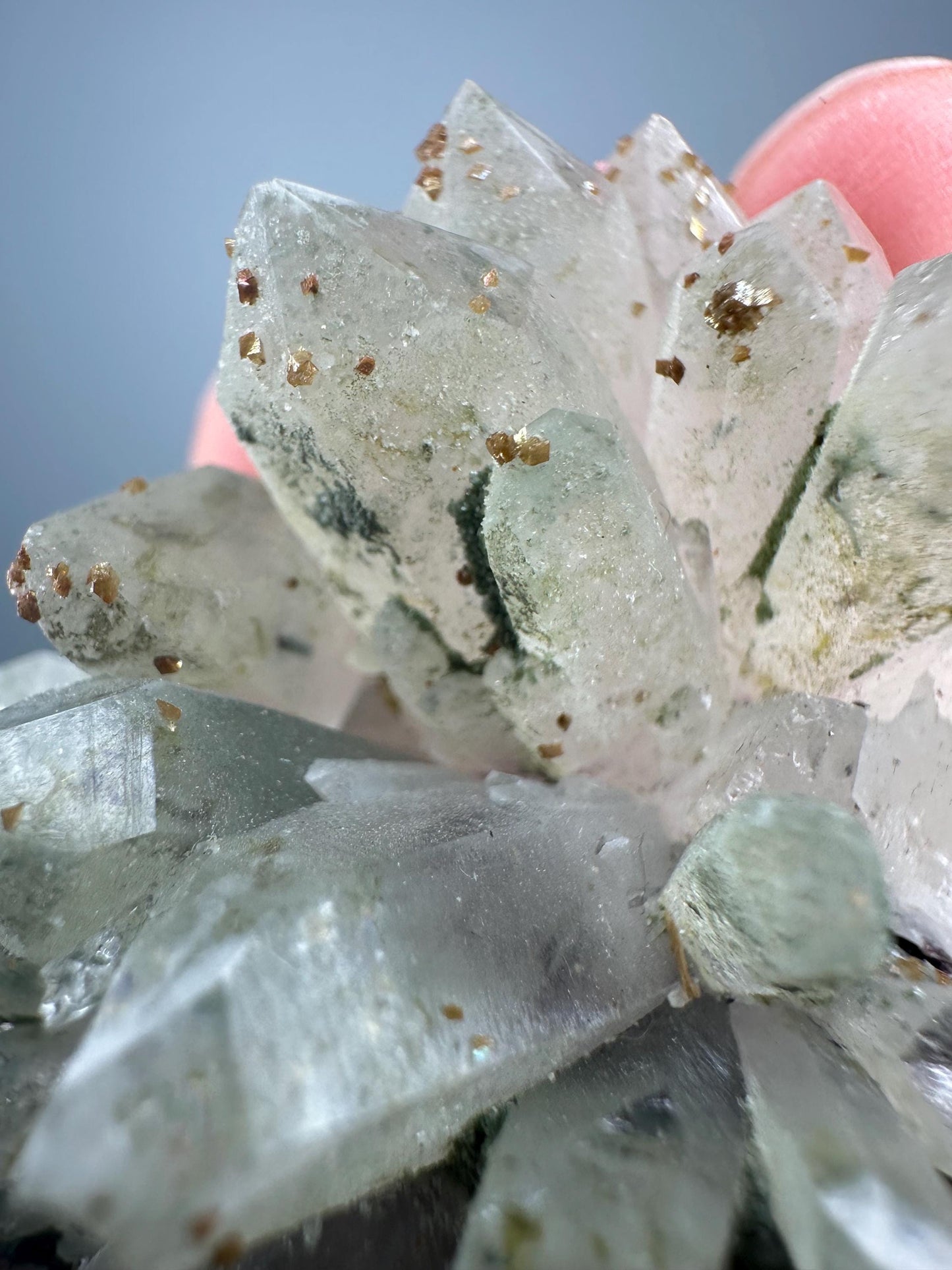 Quartz Cluster with Chlorite and Iridescent Dogtooth Points | Bulgaria Crystal for Clarity & Energy | Collector Mineral Specimen