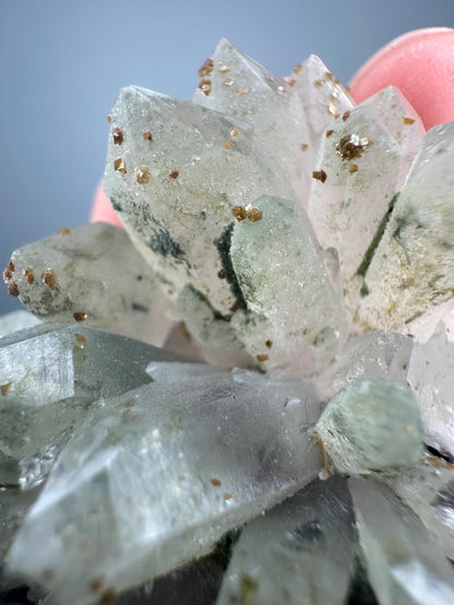 Quartz Cluster with Chlorite and Iridescent Dogtooth Points | Bulgaria Crystal for Clarity & Energy | Collector Mineral Specimen
