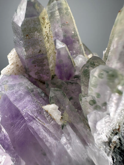Phantom Amethyst with Chlorite | Bulgaria Crystal Cluster for Intuition, Clarity | Rare Collector Display Specimen