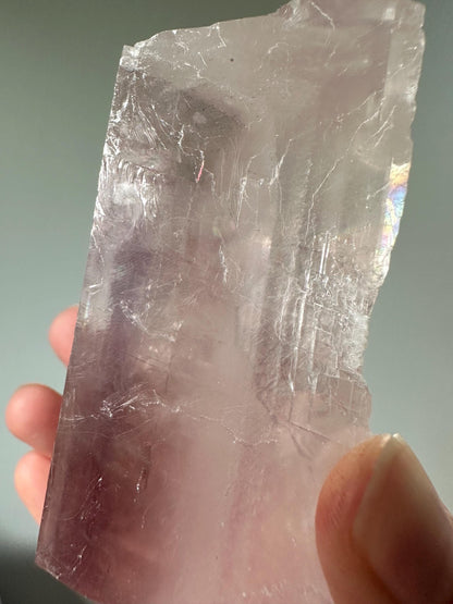 Lavender Balmat Calcite Cleave with Pyrite | Sharp, Transparent Crystal from New York| Natural Collector’s Specimen or Display Stone