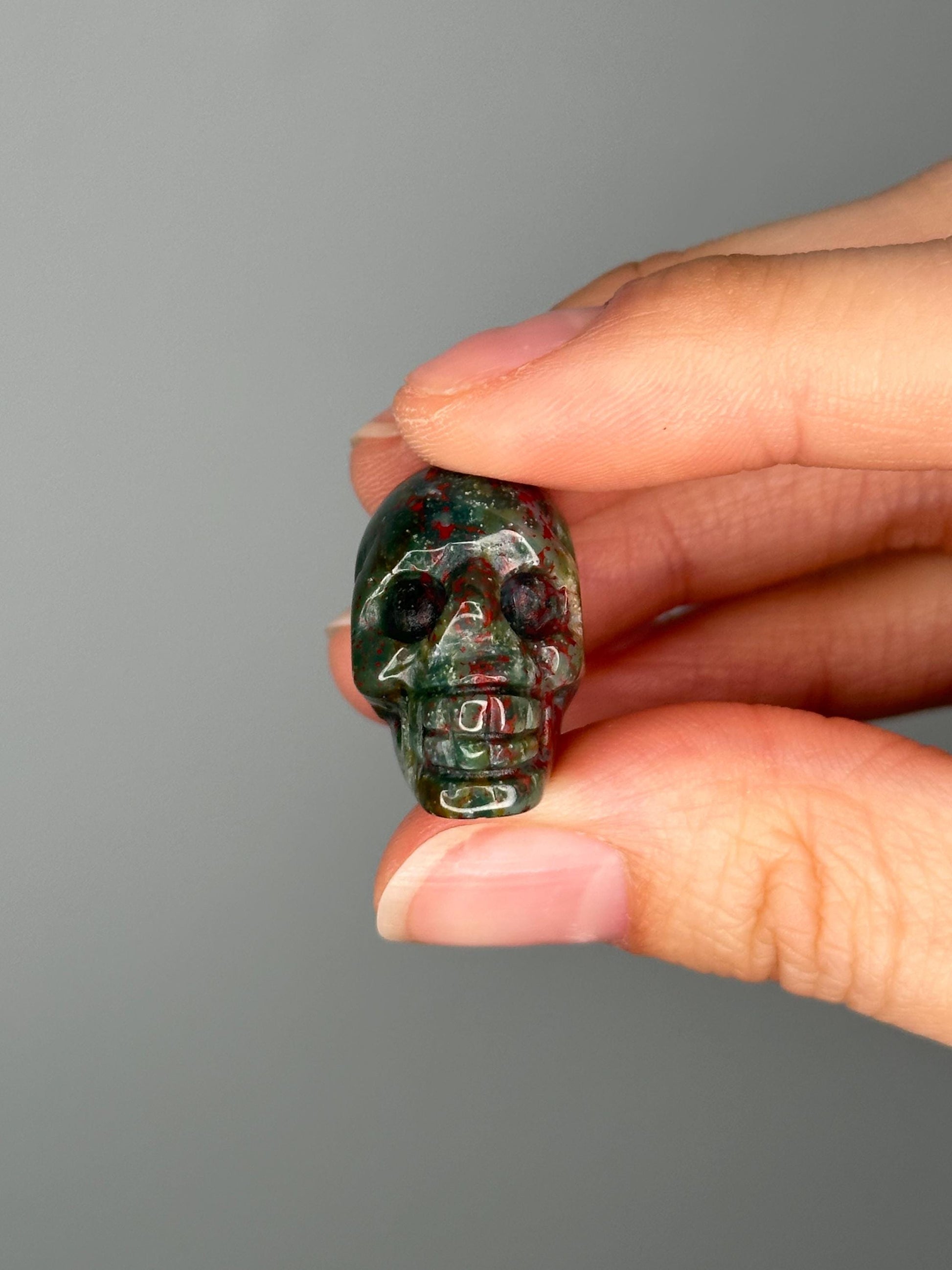 Mini Sea Jasper Skulls | Polished Crystal Carvings for Joy, Transformation & Focus | Gemstone Pocket Skulls for Gift or Display