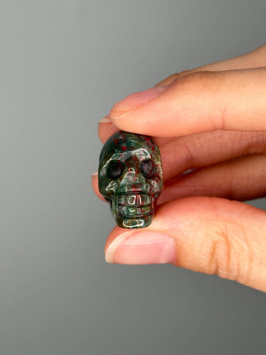 Mini Sea Jasper Skulls | Polished Crystal Carvings for Joy, Transformation & Focus | Gemstone Pocket Skulls for Gift or Display