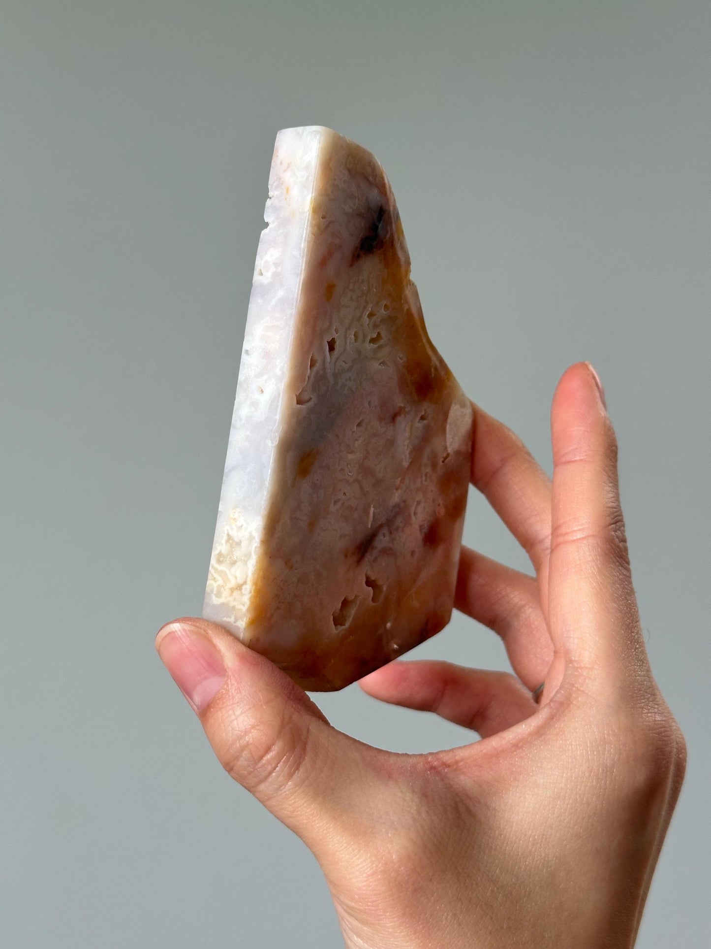 Pink Plume Agate Slab from Indonesia | Delicate Feathery Patterns for Calm | Polished Display Stone or Collector Gift