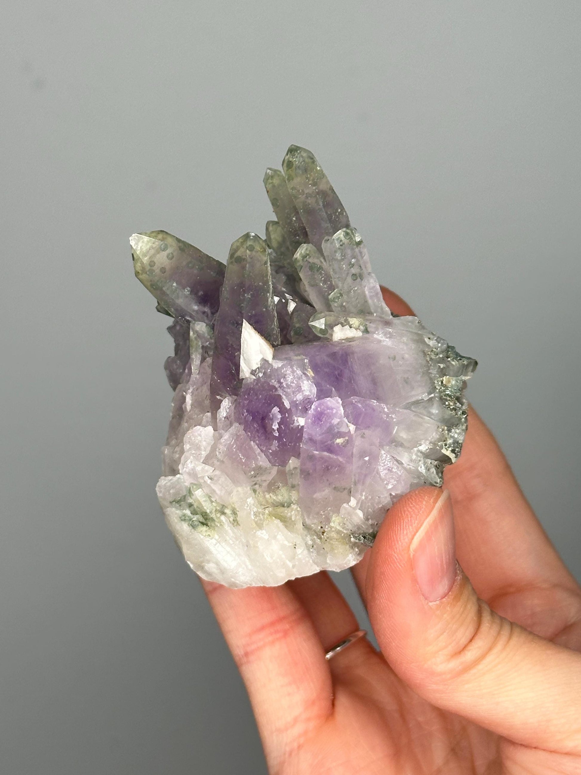 Phantom Amethyst with Chlorite | Bulgaria Crystal Cluster for Intuition, Clarity | Rare Collector Display Specimen