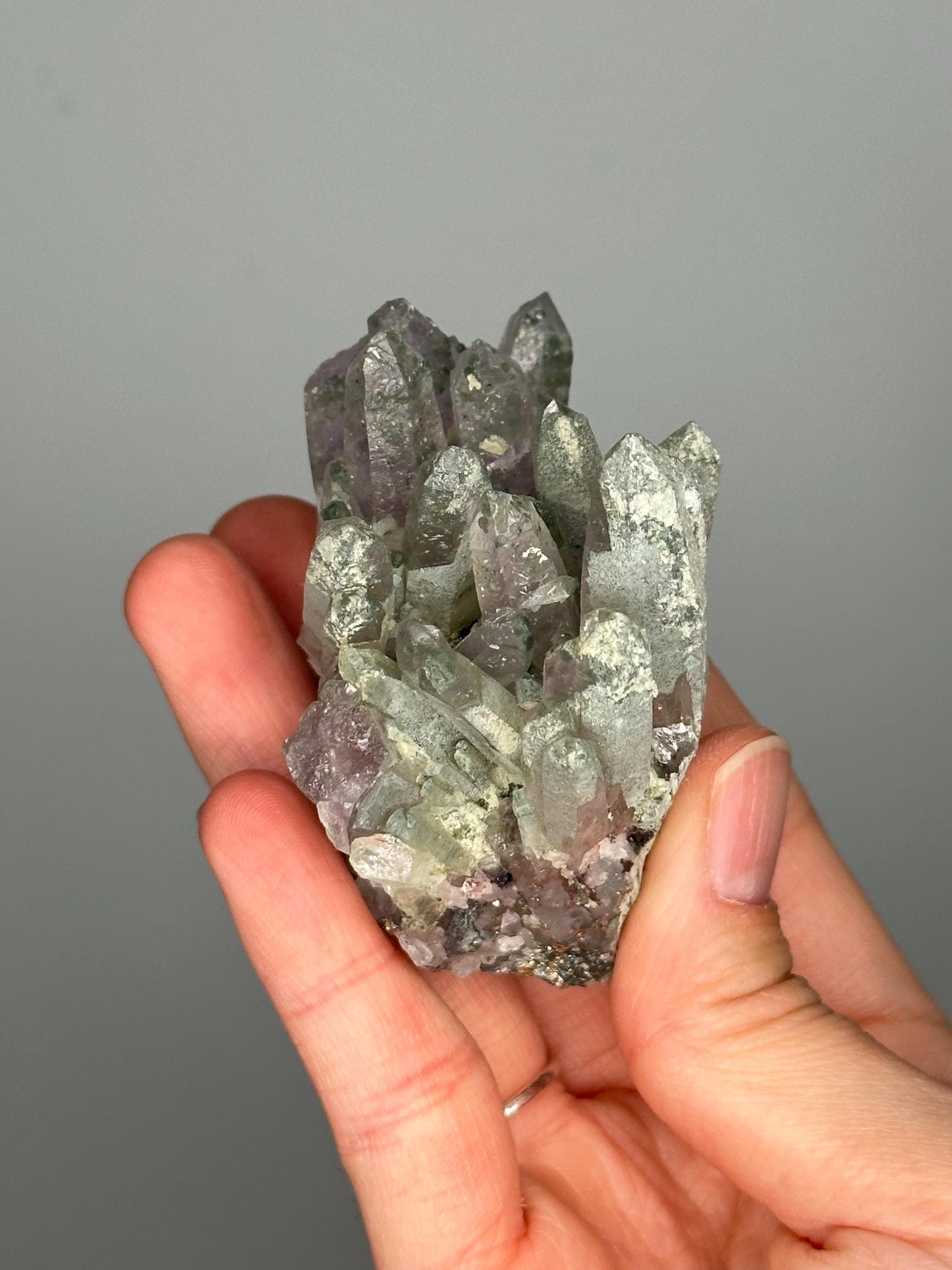 Phantom Amethyst with Chlorite | Bulgaria Crystal Cluster for Intuition, Clarity | Rare Collector Display Specimen