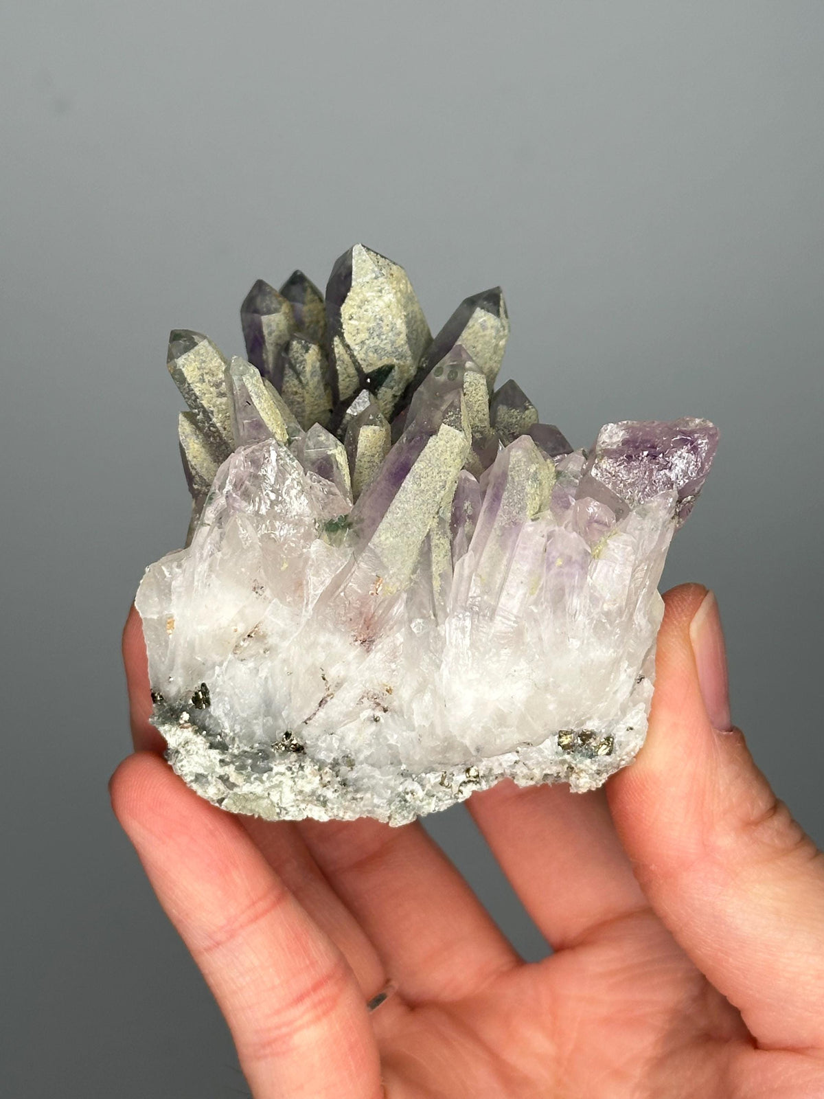 Phantom Amethyst with Chlorite | Bulgaria Crystal Cluster for Intuition, Clarity | Rare Collector Display Specimen