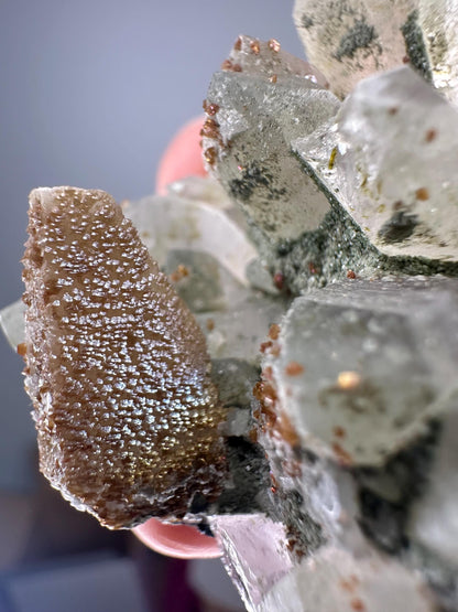 Quartz Cluster with Chlorite and Iridescent Dogtooth Points | Bulgaria Crystal for Clarity & Energy | Collector Mineral Specimen