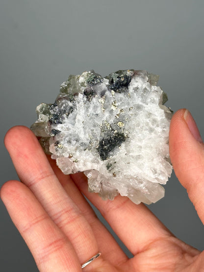 Quartz Cluster with Chlorite and Iridescent Dogtooth Points | Bulgaria Crystal for Clarity & Energy | Collector Mineral Specimen