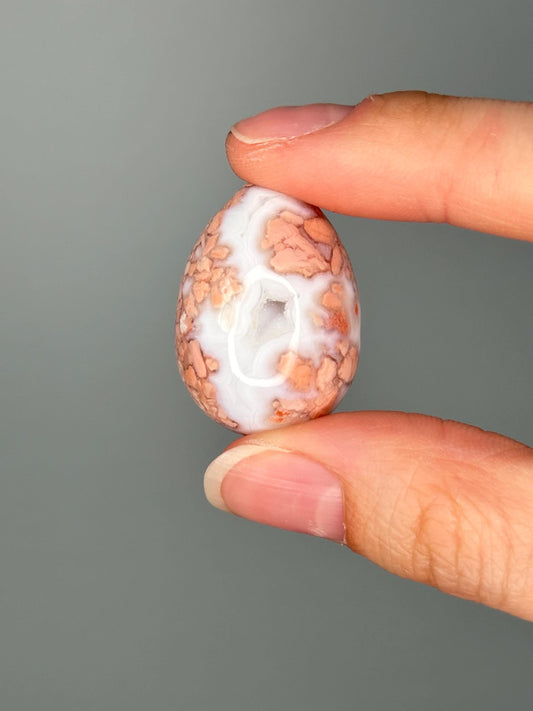Mini Cotton Candy Agate Eggs YOU PICK!| Pastel Pink and White Crystal for Joy, Calm & Display | Polished Gemstone Egg for Gift or Collection