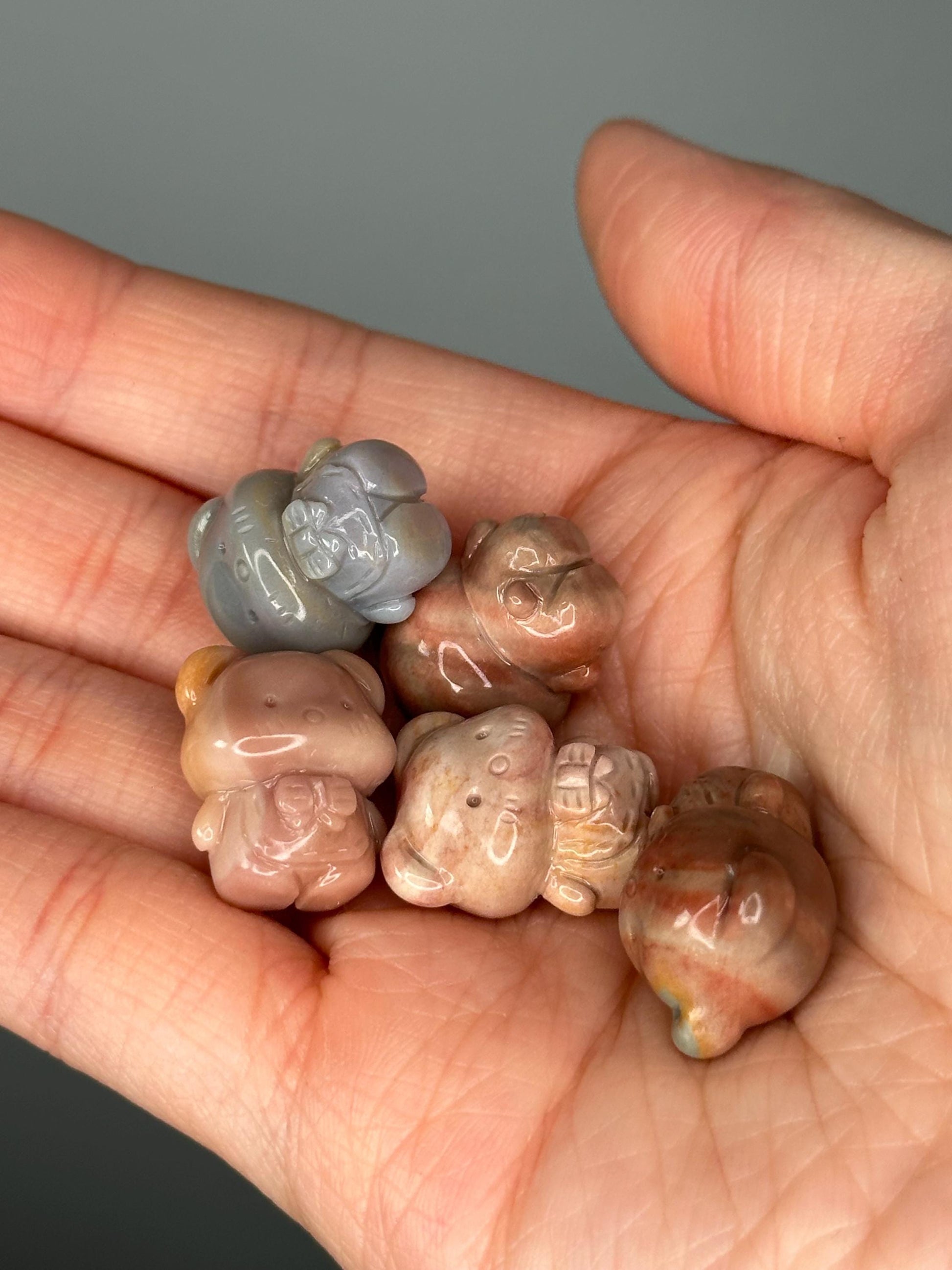 Mini Alashan Agate Teddy Bear with Bow | Cute Crystal Animal for Comfort, Love & Joy | Polished Gemstone Figurine for Gift or Decor