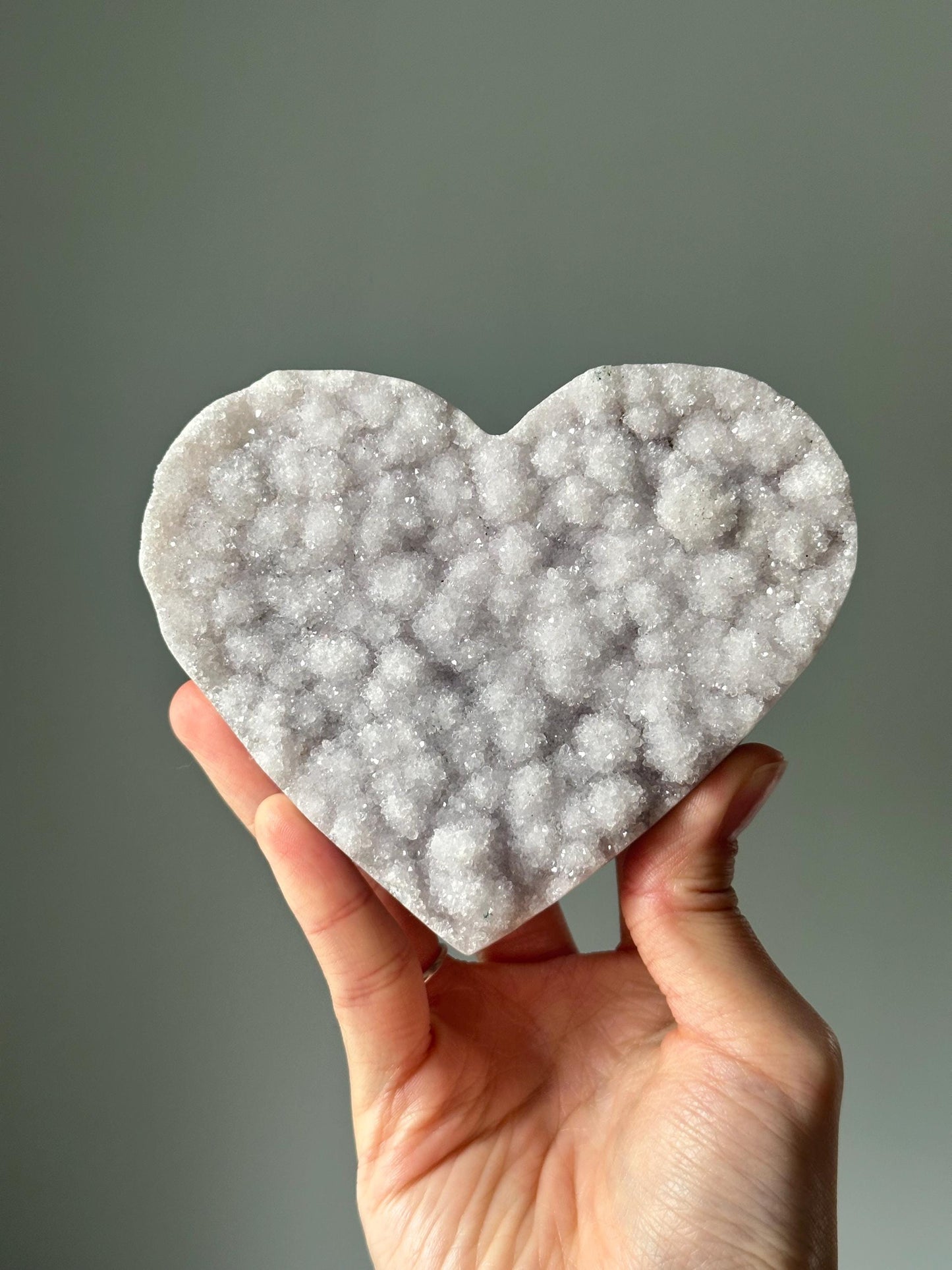 White Druzy Quartz Heart | Sparkling Crystal for Purity, Clarity & Love | Polished Gemstone Gift or Energy Display Piece