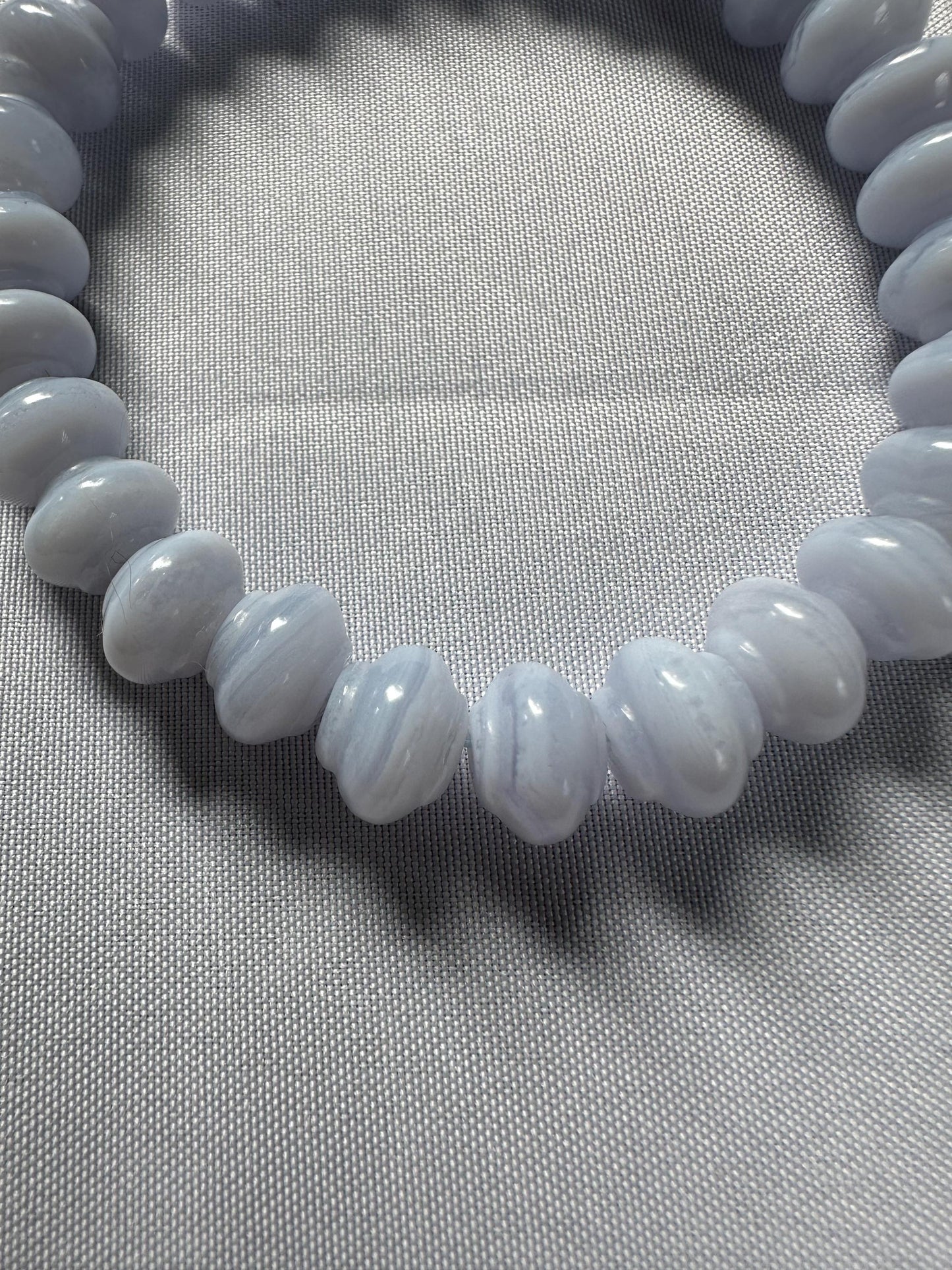 Blue Lace Agate Bracelet – Natural Light Blue Gemstone Jewelry, Polished Crystal Beads, Soothing Energy Stone, Calming Gift for Her or Him