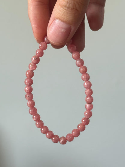 Rhodochrosite Bracelet – Natural Gemstone Jewelry, Polished Pink Crystal Beads, Love & Stone, Elegant Gift for Her or Him