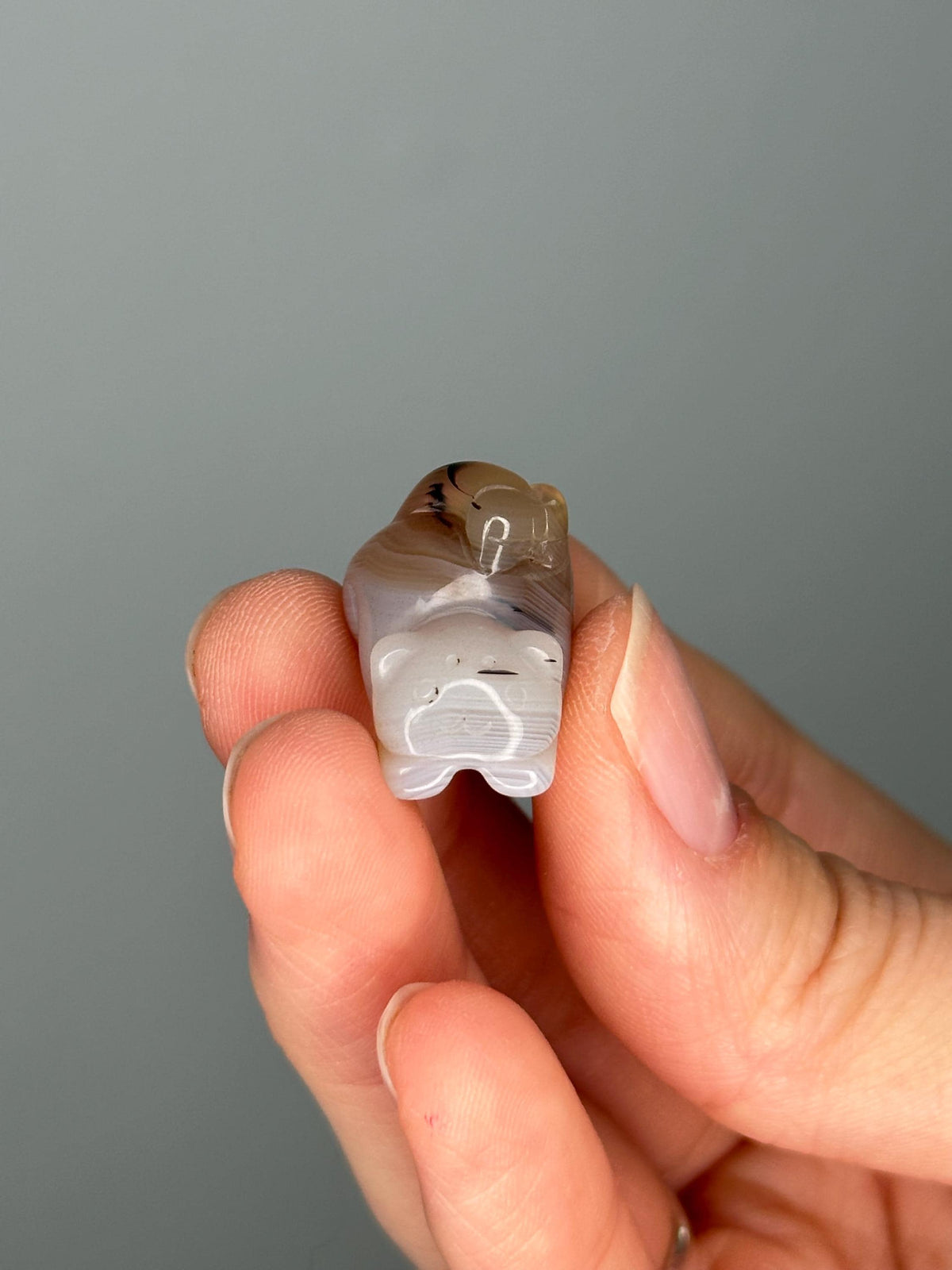 Mini Agate Cat Carving | Polished Crystal Figurine | Cute Gemstone Cat Sculpture | Natural Agate Animal Carving for Gift or Display Decor
