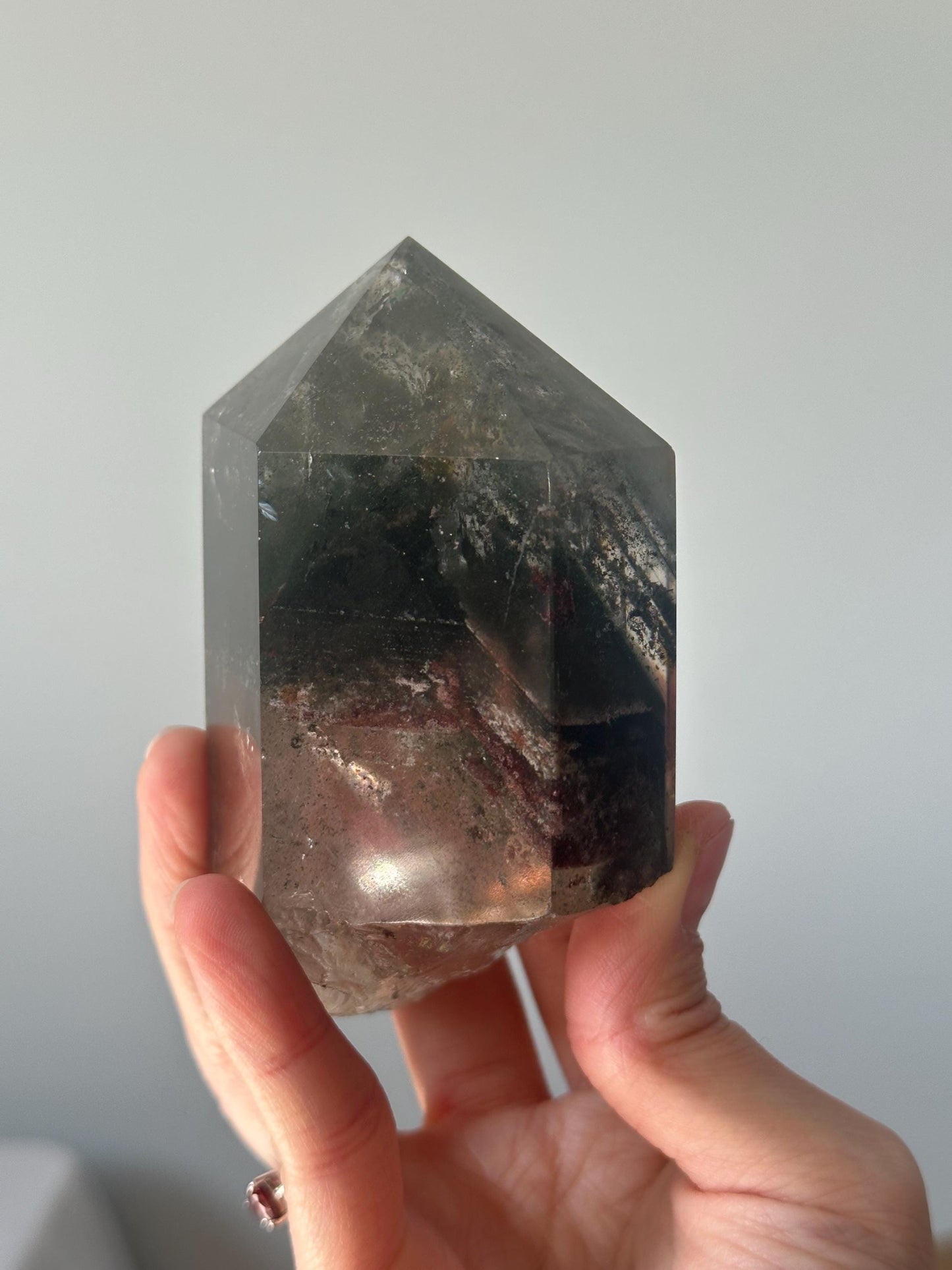 Garden Quartz Tower on Stand | Scenic Lodolite Crystal for Manifestation & Insight | Unique Gemstone Display or Altar Decor