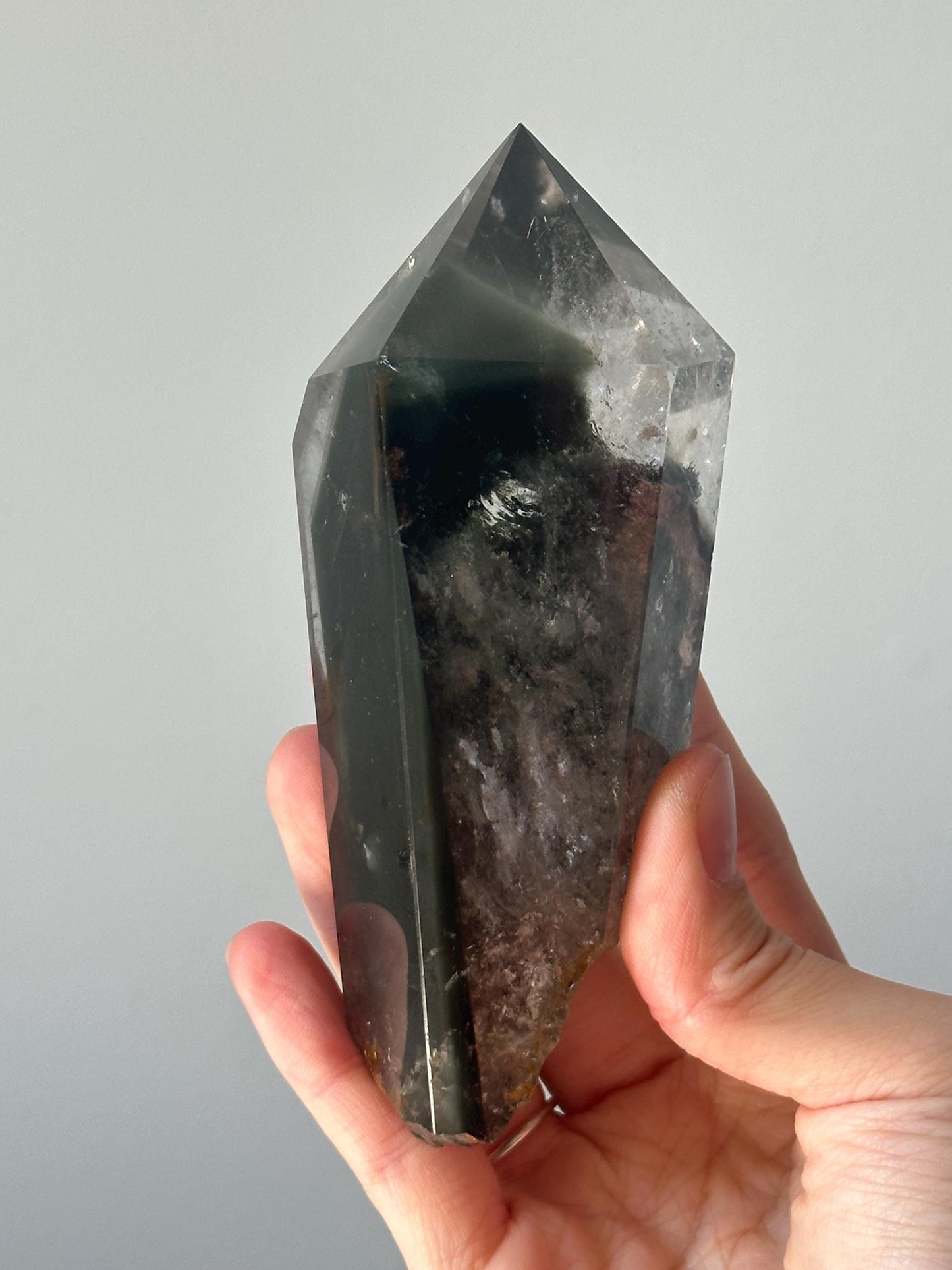 Garden Quartz Tower on Stand | Scenic Lodolite Crystal for Manifestation & Insight | Unique Gemstone Display or Altar Decor