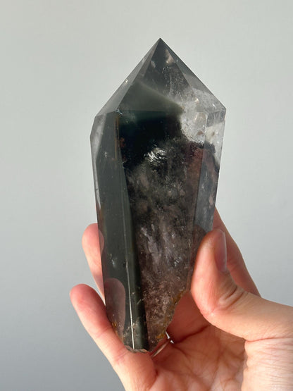 Garden Quartz Tower on Stand | Scenic Lodolite Crystal for Manifestation & Insight | Unique Gemstone Display or Altar Decor