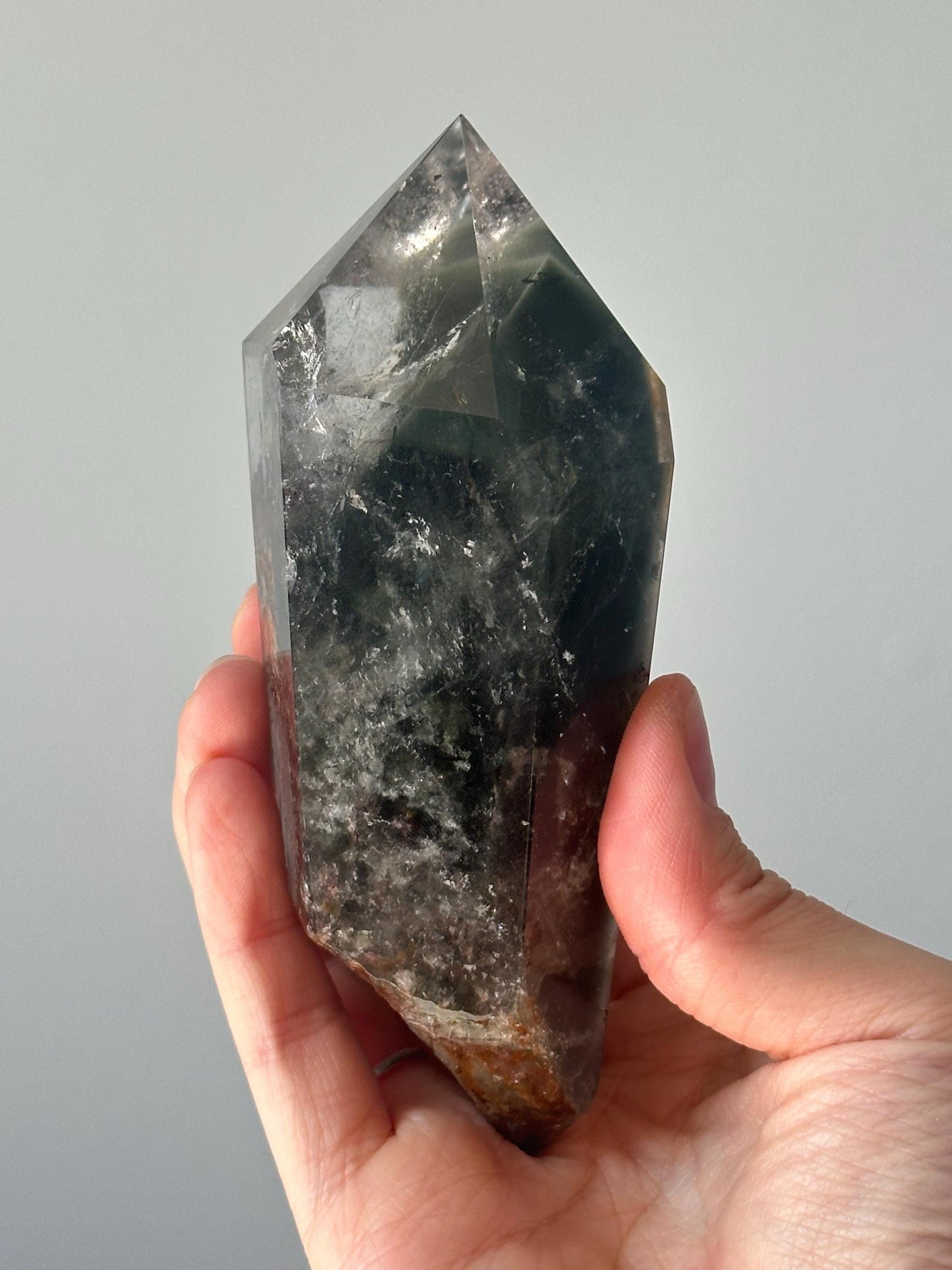 Garden Quartz Tower on Stand | Scenic Lodolite Crystal for Manifestation & Insight | Unique Gemstone Display or Altar Decor