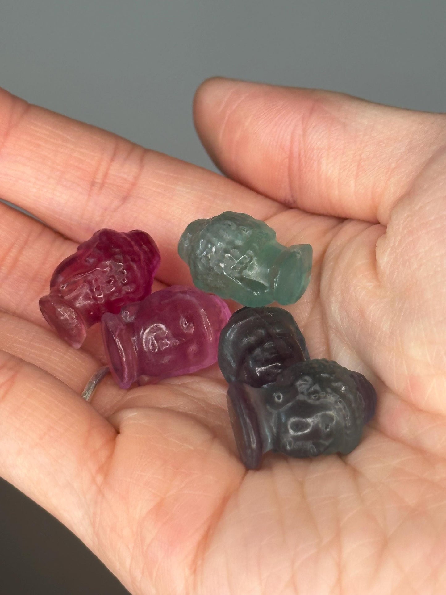 Mini Fluorite Buddha Heads | Crystal Carvings for Peace, Clarity & Mindfulness | Pocket Gemstone Decor or Spiritual Gift