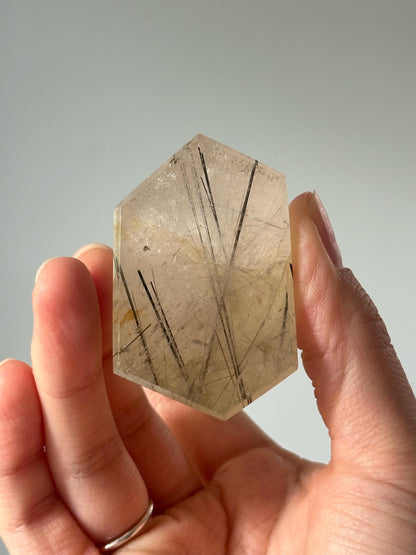 Light Citrine with Black Tourmaline Tower | Crystal for Protection, Confidence & Abundance | Unique Energy Stone