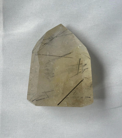 Light Citrine with Black Tourmaline Tower | Crystal for Protection, Confidence & Abundance | Unique Energy Stone