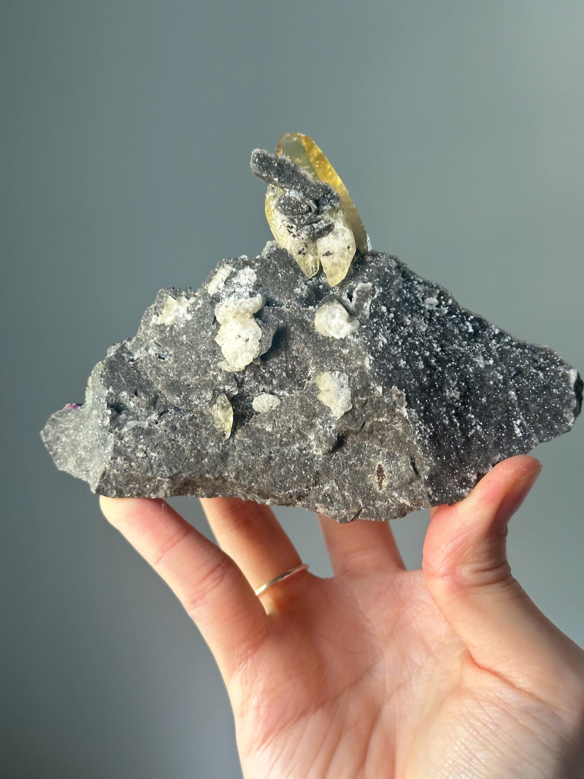 Golden Calcite with Chalcopyrite from Casteel Mine, Missouri | Collector Mineral Specimen with Metallic Flash & Golden Clarity
