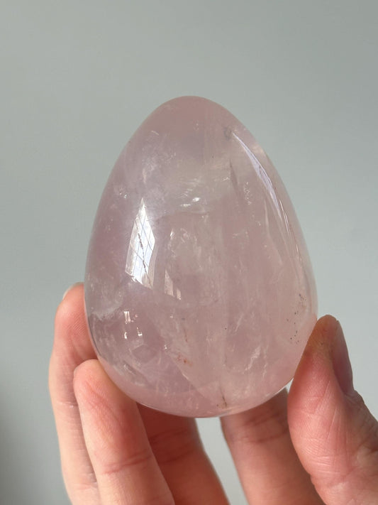 Star Rose Quartz Egg with Pyrite & Golden Healer