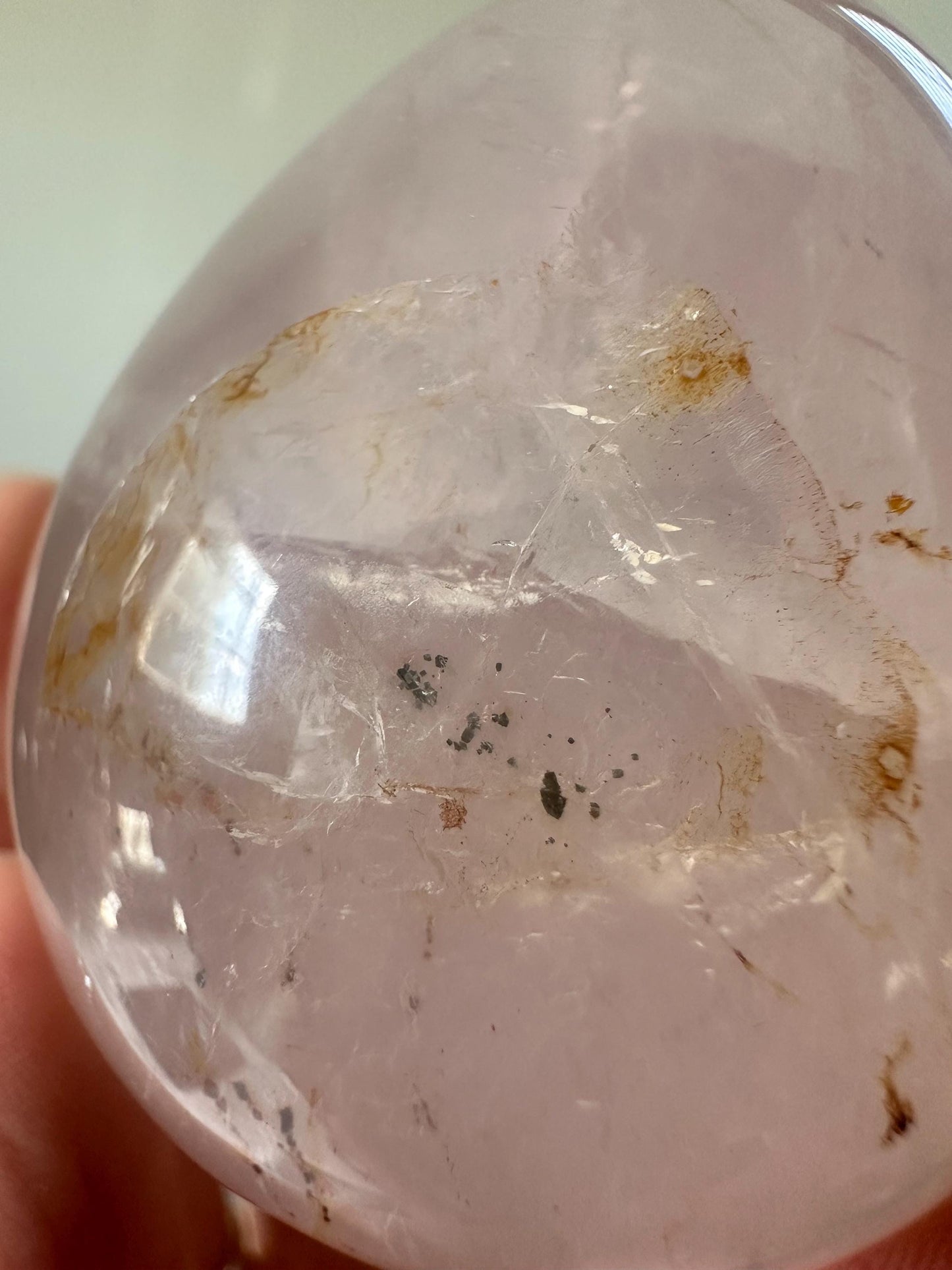 Star Rose Quartz Egg with Pyrite & Golden Healer | Crystal for Love, Abundance and Energy | Polished Gemstone Display Piece