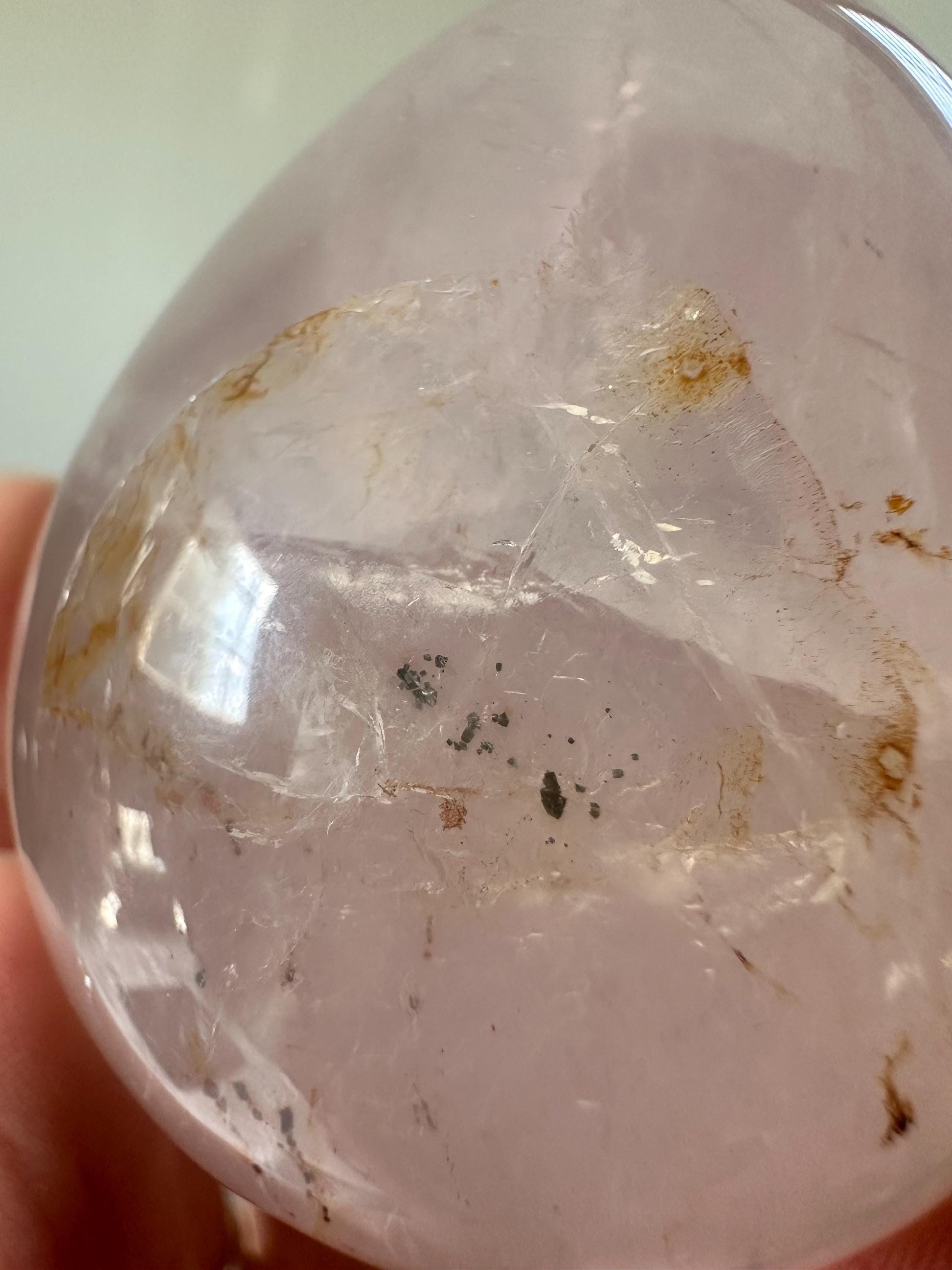Star Rose Quartz Egg with Pyrite & Golden Healer | Crystal for Love, Abundance and Energy | Polished Gemstone Display Piece