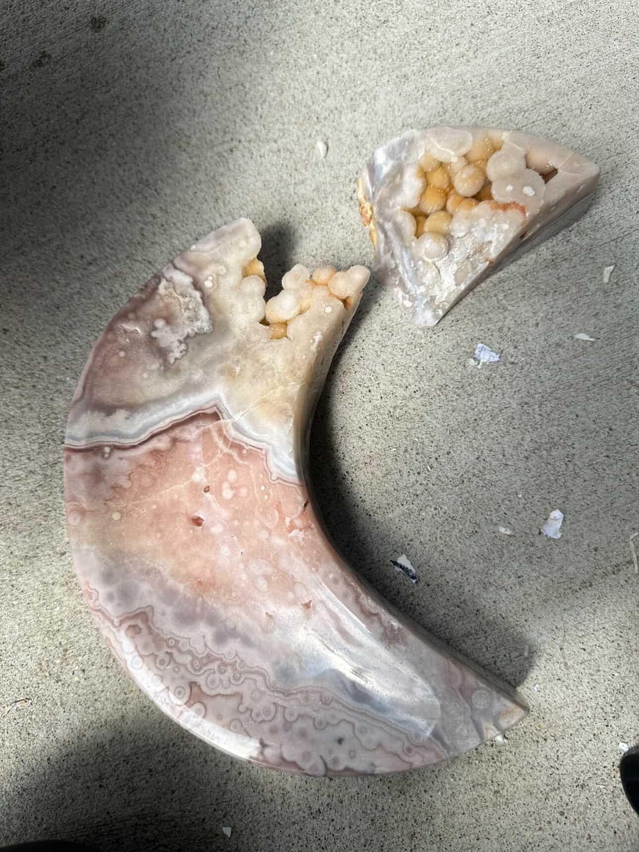 Pink Amethyst Moon Bowl **REPAIRED**| Celestial Crystal Dish for Intentions, Jewelry or Decor | Feminine Energy Altar or Gift Piece