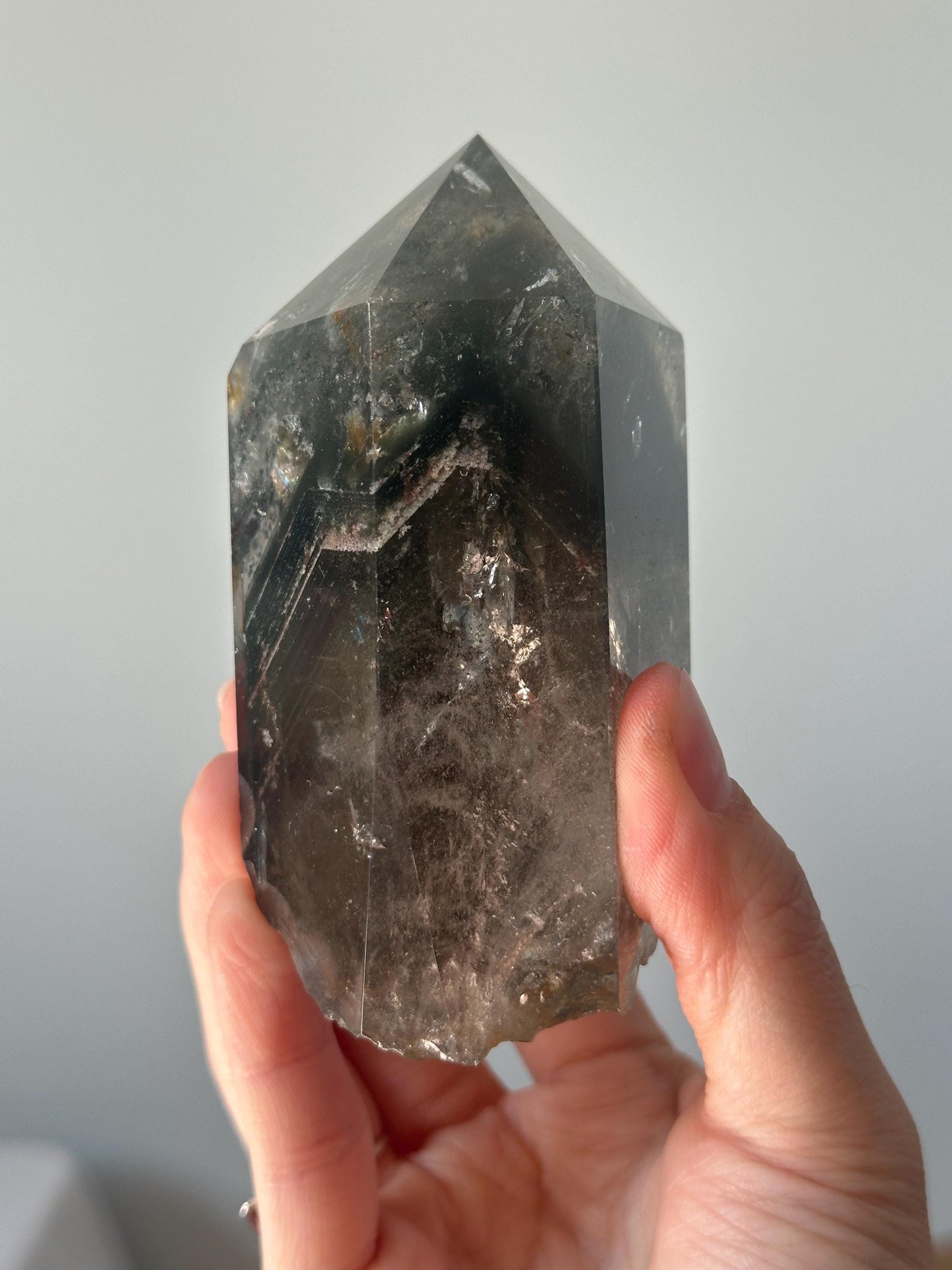 Garden Quartz Tower on Stand | Scenic Lodolite Crystal for Manifestation & Insight | Unique Gemstone Display or Altar Decor