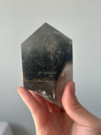 Garden Quartz Tower on Stand | Scenic Lodolite Crystal for Manifestation & Insight | Unique Gemstone Display or Altar Decor