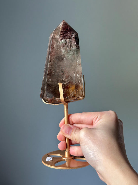 Garden Quartz Tower on Stand | Scenic Lodolite Crystal for Manifestation & Insight | Unique Gemstone Display or Altar Decor