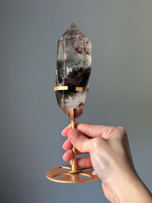 Garden Quartz Tower on Stand | Scenic Lodolite Crystal for Manifestation & Insight | Unique Gemstone Display or Altar Decor