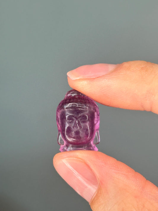 Mini Fluorite Buddha Heads | Crystal Carvings for Peace, Clarity & Mindfulness | Pocket Gemstone Decor or Spiritual Gift
