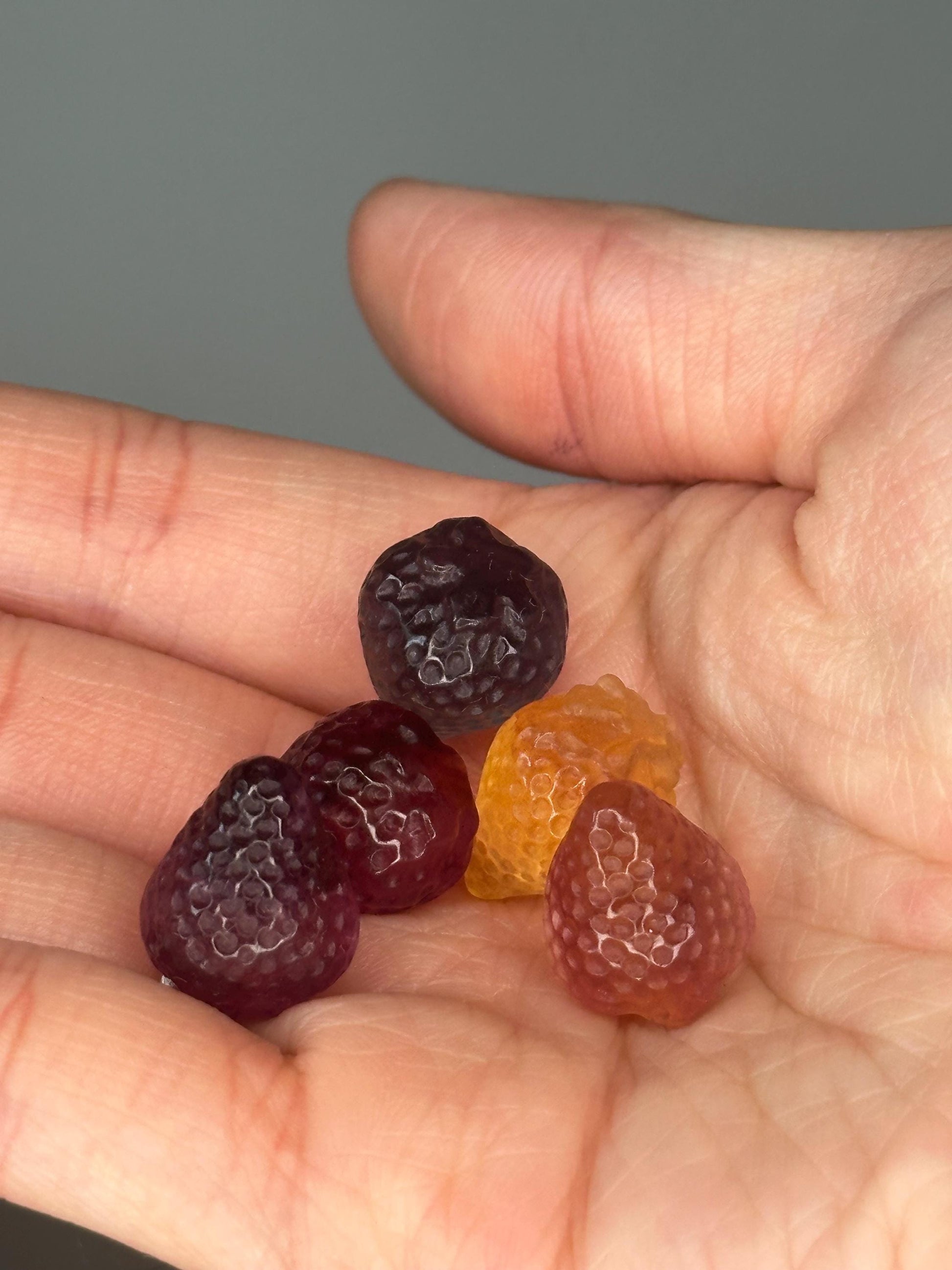 Mini Fluorite Strawberry Carvings | Sweet Crystal Fruits for Joy, Love & Fresh Energy | Pocket Gemstone Decor or Gift Idea