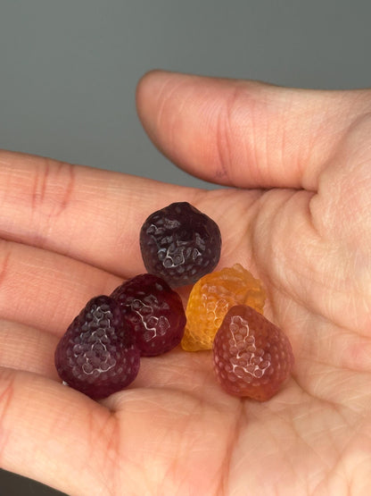 Mini Fluorite Strawberry Carvings | Sweet Crystal Fruits for Joy, Love & Fresh Energy | Pocket Gemstone Decor or Gift Idea