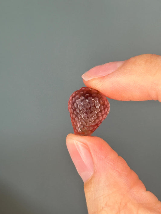 Mini Fluorite Strawberry Carvings | Sweet Crystal Fruits for Joy, Love & Fresh Energy | Pocket Gemstone Decor or Gift Idea