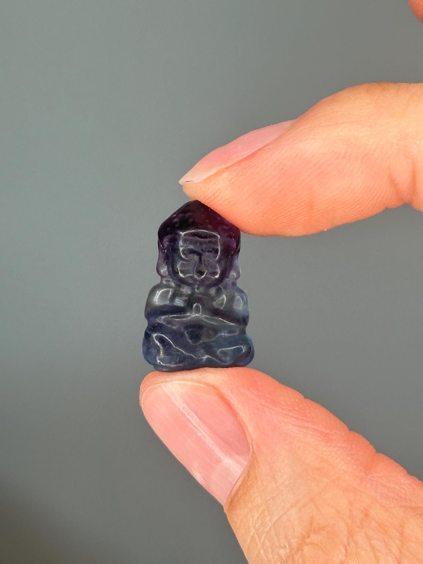 Mini Fluorite Buddha Carving | Peaceful Crystal Figurine for Mindfulness, Calm & Clarity | Pocket-Sized Spiritual Decor
