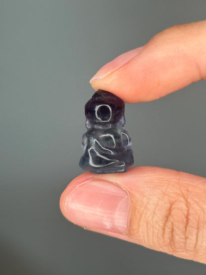 Mini Fluorite Buddha Carving | Peaceful Crystal Figurine for Mindfulness, Calm & Clarity | Pocket-Sized Spiritual Decor