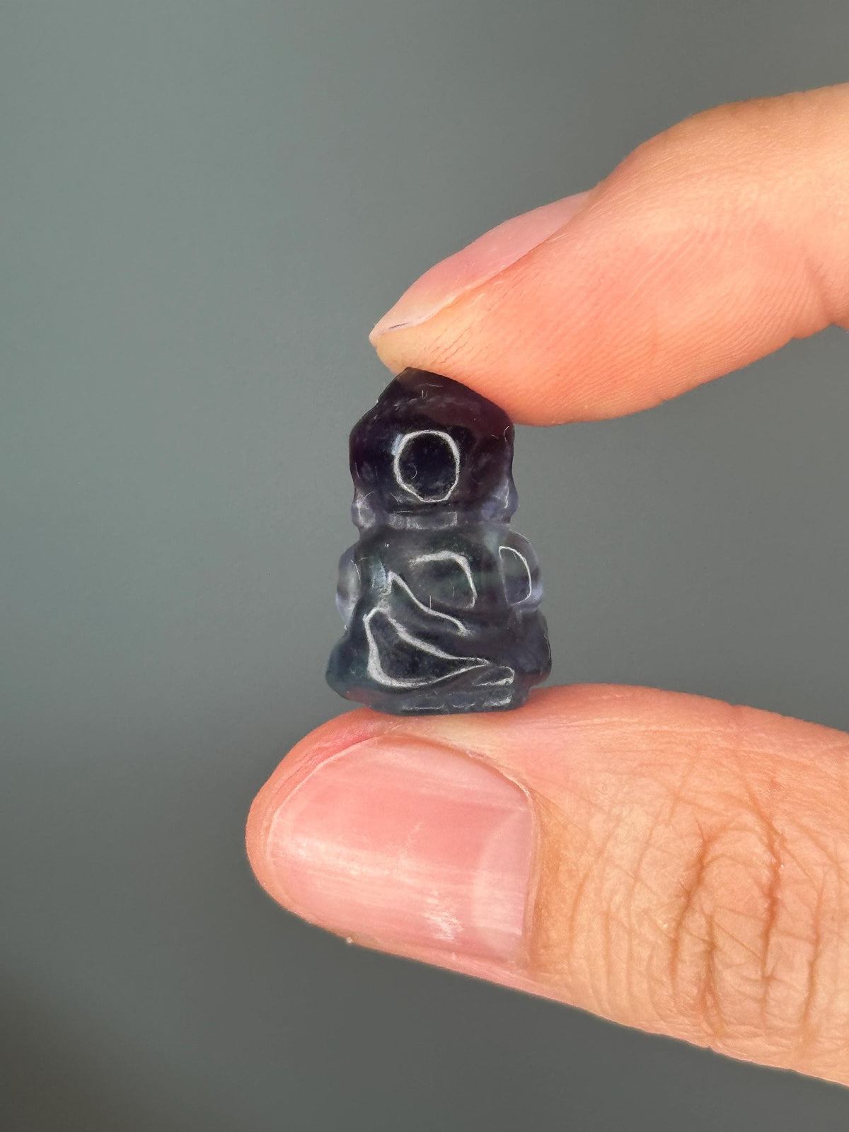 Mini Fluorite Buddha Carving | Peaceful Crystal Figurine for Mindfulness, Calm & Clarity | Pocket-Sized Spiritual Decor