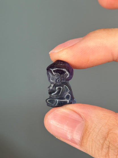 Mini Fluorite Buddha Carving | Peaceful Crystal Figurine for Mindfulness, Calm & Clarity | Pocket-Sized Spiritual Decor